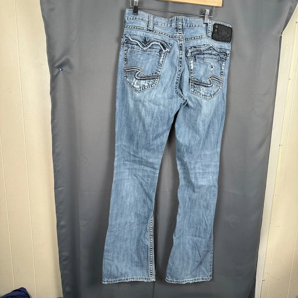 Silver Jeans Co Craig Mens 32x34 Easy Fit Bootcut Light Wash Denim M33618LD273